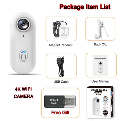 POV Camera with Magnetic Body Clip Small Body Wearable Camera FHD 1080P Small Tiny Outdoor Vlog Recorder Action Camera Sport DV